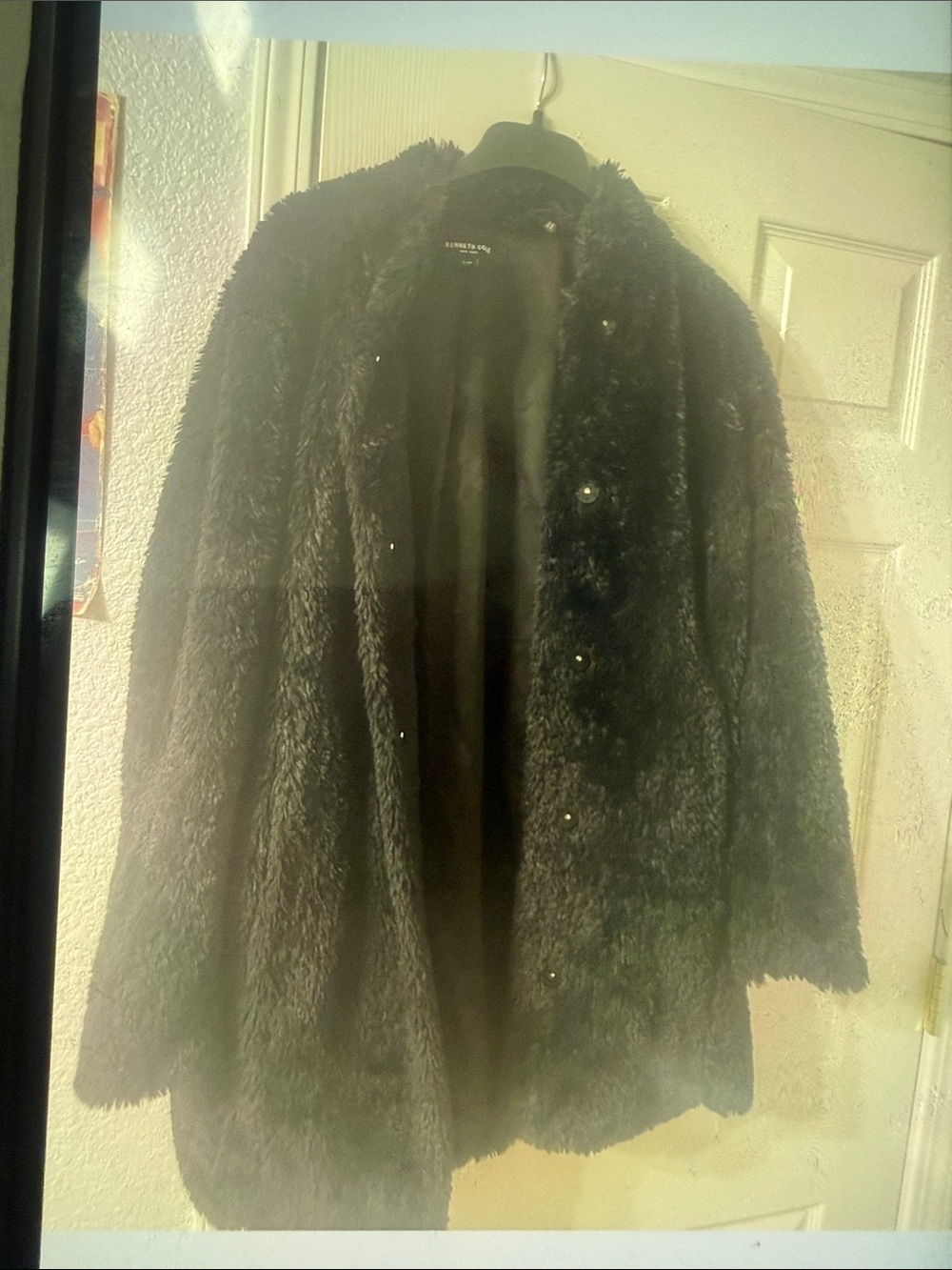 Kenneth Cole Black Teddy Faux Fur Jacket